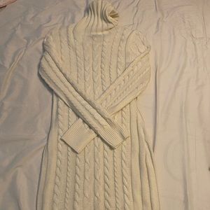 Cream Knitted Turtle Neck Dress
